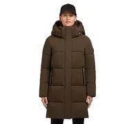 khujo Damen Mantel lange warme Steppjacke mit abnehmbarer Kapuze und magnetischer Abdeckleiste Haya Matt-YM Old Green Gr. M