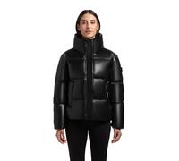 khujo Damen schimmernde Steppjacke warme Winterjacke mit doppeltem Kragen Rinja2 Shiny Black Gr. XS