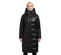 khujo Damen Steppmantel angesagte lange Winterjacke aus shiny glänzendem Material Shane2-YM Black Gr. XXL