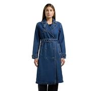 khujo Damen Trenchcoat aus Jeans lange Übergangsjacke Jeans-Mantel Hera Mid Blue Gr. XXL