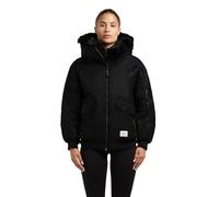 khujo Damen warme kurze Winterjacke oversized Bomberjacke mit abnehmbarem Kunstpelz-Besatz und magnetischen Knöpfen Cela Bomber Black Gr. XS