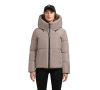 khujo Damen warme Winterjacke Kurze Steppjacke mit hohem Kragen und Verstellbarer Kapuze Audrey Matt Greige Gr. XL