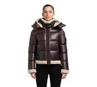 khujo Damen warme Winterjacke mit Plüschelementen und abnehmbarer Kapuze Nessie2 Moody Plum Gr. L
