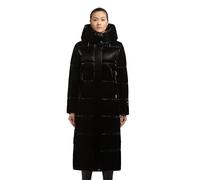 khujo Damen warmer Wintermantel lang Steppmantel mit großer Kapuze aus glänzendem Material Soulani5 Shiny Black Gr. XL