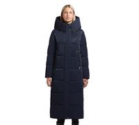 khujo Damen warmer Wintermantel lang Steppmantel mit großer Kapuze aus glänzendem Material Soulani5 Shiny Midnight Blue Gr. L