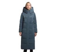 khujo Damen warmer Wintermantel lang Steppmantel mit großer Kapuze aus glänzendem Material Soulani5 Shiny Dim Blue Gr. M