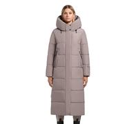 khujo Damen warmer Wintermantel lang Steppmantel mit großer Kapuze Soulani5 Matt Greige Gr. XL