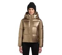 khujo Damen Winterjacke mit Kapuze warme Steppjacke kurz in glänzender Optik mit abnehmbarer Kapuze Devina Shiny-YM Gold Gr. XS