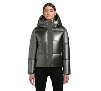 khujo Damen Winterjacke mit Kapuze warme Steppjacke kurz in glänzender Optik mit abnehmbarer Kapuze Devina Shiny-YM Medium Grey Gr. XS