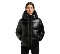 khujo Damen Winterjacke mit Kapuze warme Steppjacke kurz in glänzender Optik mit abnehmbarer Kapuze Devina Shiny-YM Black Gr. M