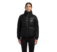 khujo Damen Winterjacke warme Bomberjacke wasserabweisende Steppjacke in Lederoptik mit hohem Stehkragen Khalia Black Gr. M