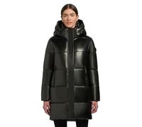 khujo Damen Wintermantel in glänzender Optik Warmer wasserdichter Steppmantel lang mit Abnehmbarer Kapuze Haya Shiny-YM Dark Green Gr. M