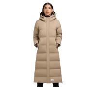 khujo Damen Wintermantel warmer langer Steppmantel mit Kapuze und seitlichen Gehschlitzen Mayla2-YM Tao Sand Gr. S