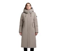khujo Damen Wintermantel warmer Parka mit hohem Kragen und großer Kapuze Luggs Greige Gr. L