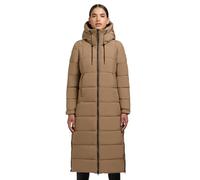 khujo Damen Wintermantel warmer Steppmantel extralang mit Gehschlitzen und verstellbarer Kapuze Deria3-YM Indian Nougat Gr. XL