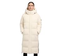 khujo Damen Wintermantel warmer Steppmantel lang mit (abnehmbarer) Kapuze Rachel Matt-YM Cotton White Gr. L
