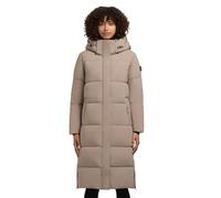 khujo Damen Wintermantel warmer Steppmantel lang mit (abnehmbarer) Kapuze Rachel Matt-YM Greige Gr. XL