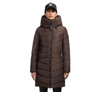 khujo Damen Wintermantel Warmer Steppmantel lang mit großer Kapuze Pluz-YM Dark Brown Gr. M