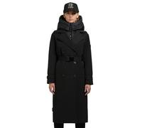 khujo Damen Wintermantel warmer Trenchcoat mit Taillengürtel und abnehmbaren Kragen Elena-YM Black Gr. M