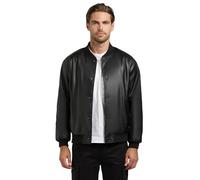 khujo Herren leichte Kunstlederjacke Übergangsjacke leichte Bomberjacke im Vintage Look Cale Black Gr. S