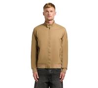 khujo Herren leichte Übergangsjacke kurze Baumwolljacke im Bomberjacken-Style mit Kunstleder-Optik Nabo Dark Beige Gr. L