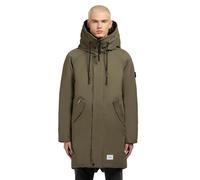 khujo Herren warme lange Wintejacke mit Magnet-Abdeckleiste und verstellbarer großer Kapuze Anth-YM Light Moss Green Gr. L