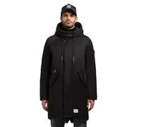 khujo Herren warme lange Wintejacke mit Magnet-Abdeckleiste und verstellbarer großer Kapuze Anth-YM Black Gr. L