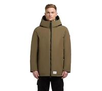 khujo Herren warme lange Winterjacke schlichte Jacke mit 2-Wege-Reißverschluss, verstellbarer Kapuze und innenliegenden Rucksack-Trägern Nedd Scrub Green Gr. L