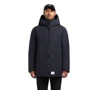 khujo Herren warme lange Winterjacke schlichte Jacke mit 2-Wege-Reißverschluss, verstellbarer Kapuze und innenliegenden Rucksack-Trägern Nedd Port Blue Gr. L