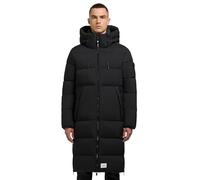 khujo Herren Wintermantel langer Steppmantel mit Kapuze Rigo Matt-YM Black Gr. XL