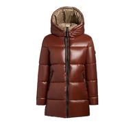 khujo Damen kurzer Wintermantel warmer Steppmantel mit Kapuze in glänzender Optik Grana-YM Coconut Brown Gr. S