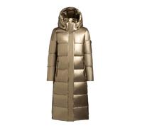 khujo Damen glänzender warmer Winter Steppmantel lang mit abnehmbarer Kapuze Hedd Shiny-YM Gold Gr. M