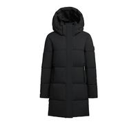 khujo Damen Mantel lange warme Steppjacke mit abnehmbarer Kapuze und magnetischer Abdeckleiste Haya Matt-YM Black Gr. XXL
