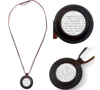 KHUMYAYAD Halskette mit Lederband, Lupe, Anhänger zum Lesen von Büchern, Karten und zur Überprüfung von Schmuck, Vintage, handgefertigt, Leder Glas