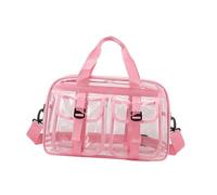 KiBcsLic Clear Tote Bag Frauen Transparent PVC Handtasche Schultertasche Umhängetasche mit Zipper Wasserdicht Verstellbare Tragegurte Und Innentaschen für, Pink Rot