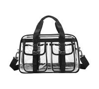 KiBcsLic Clear Tote Bag Frauen Transparent PVC Handtasche Schultertasche Umhängetasche mit Zipper Wasserdicht Verstellbare Tragegurte Und Innentaschen für, Schwarz