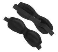 KICHOUSE 2 Stück Schlaf Augenmasken aus Eva mit Elastischem Band zur Druckentlastung 3d Stereo Augenbinde in Schwarz für Camping und Outdoor Lichtblockierung