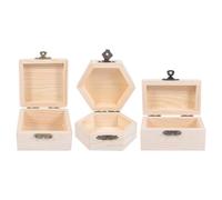 Kichvoe Handgefertigtes 3 Stück Schmuckkästchen aus Unbehandeltem Holz für Selbstgemacht Bastelbox mit Glatten Kanten Bemalbare Aufbewahrungsboxen für Kinderzimmer