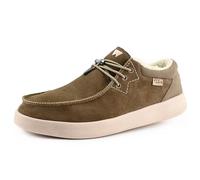Kickback Haven - Herren Loafers - Farbe Woolie Khaki - Moc Style Schuhe - Leder und Wildleder Obermaterial - Elastische Schnürsenkel - Leder gefütterte Innensohlen - Größe EU 43