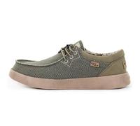 Kickback Haven Herren Slip-On Loafer im Sneaker Stil - Casual Schuhe aus Canvas mit elastischen Schnürsenkeln - Bequem und stilvoll für den Sommeralltag - Khaki, EU 44
