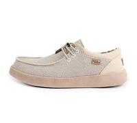 Kickback Haven Herren Slip-On Loafer im Sneaker Stil - Casual Schuhe aus Canvas mit elastischen Schnürsenkeln - Bequem und stilvoll für den Sommeralltag - Off White, EU 43