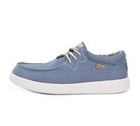 Kickback Haven Herren Slip-On Loafer im Sneaker Stil - Casual Schuhe aus Leinen mit elastischen Schnürsenkeln - Bequem und stilvoll für den Sommeralltag - Hellblau, EU 45