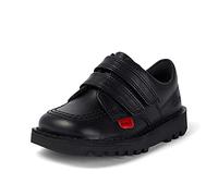 Kickers Junior Unisex Kick Lo Vel Twin Strap Black Leather School Uniform Shoes, Black, 12.5 UK Child