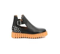 Kickers Leder-Boots "Kick Fantasy" in Schwarz/Orange - Größe 39 | Damen Stiefel