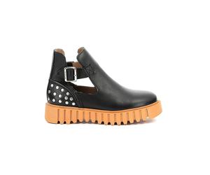 Kickers Leder-Boots "Kick Fantasy" in Schwarz/Orange - Größe 39 | Damen Stiefel