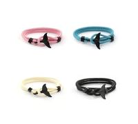 KICPUK 4er Set Wal-Armbänder in Rosa, Gelb, Blau & Schwarz - Surfer Armband Herren, Freundschaftsarmband - Ststoffarmband aus Seil - Perfekte Geschenke für Freunde, Herren und Mädchen