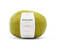 Kid Seta Mohair Wolle zum Stricken und Häkeln I 70% Super Kid Mohair & 30% Seide I 25 g/ca. 210m Gelbgrün (Grün, Gelb) I Kid-Seta Garn für Schals, Spitzenschals, leichte Cardigans und Mützen