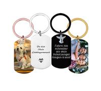 KIDDI-MEDIA Foto - Schlüsselanhänger personalisiert mit echter Text Gravur und Farbfoto mit hochwertiger glasartiger Schutzschicht - optional mit Charm-Anhänger und Glücksbringer Symbol (Schwarz)