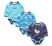 Kiddiezoom Baby-Body, kurzärmelig, für Jungen und Mädchen, Schlafanzug, Baumwolle, 3 Stück Gr. 50, Langarm_4