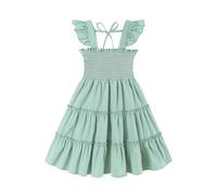 KIDDLETOWN Mädchen Kleider, Baby Mädchen Kleid, Sommer Kinderkleid Prinzessinenkleid Festlicheskleid, Rüschen-Träger Kinder Kleider Polyester+Baumwolle Futter Blumenmädchenkleide für 5-6 Jahre